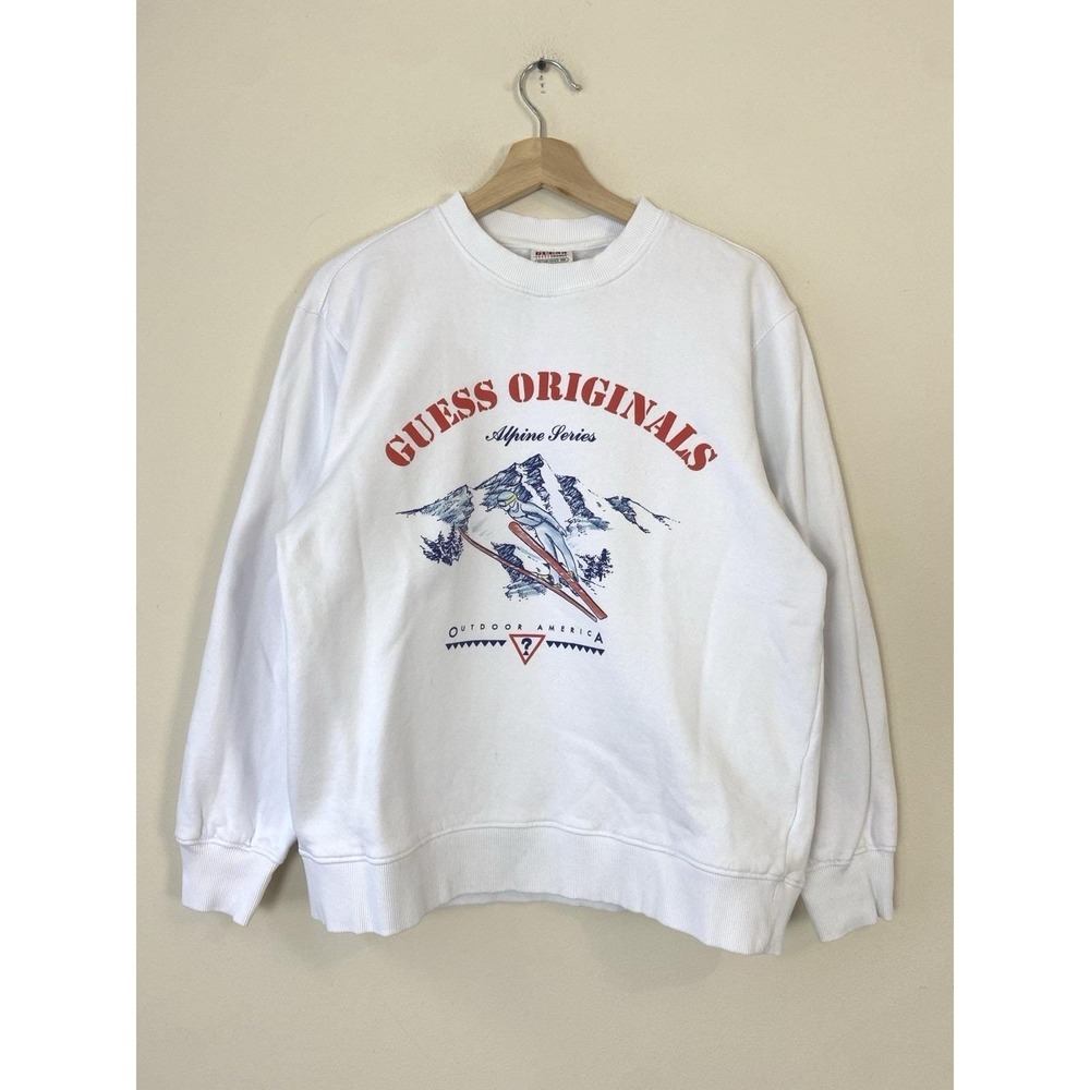 Vintage GUESS Originals Alpine Series Skiing White Crewneck Sweatshirt